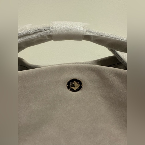 NWT Kate Spade Stardust Suede Willa satchel hobo bag. Light grey suede. - Picture 3 of 9